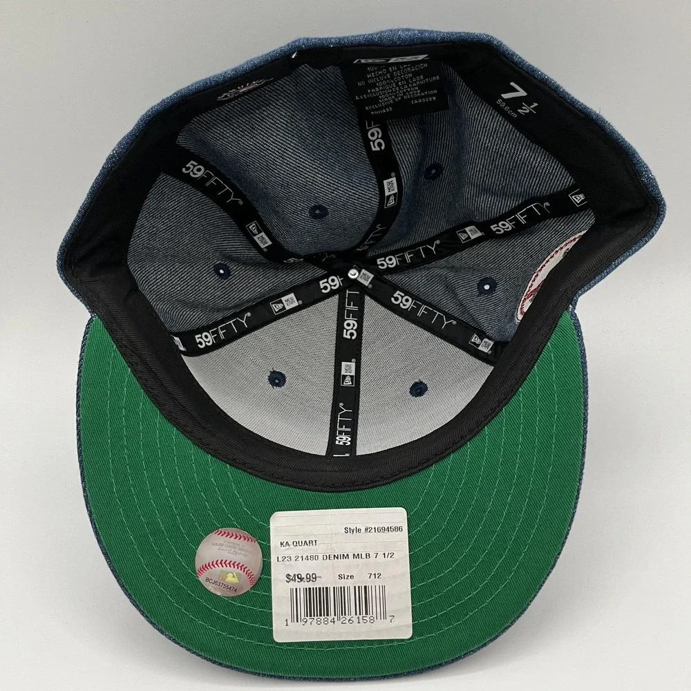 Los Angeles Dodgers New Era 59FIFTY‎ Hat Cap Fitted Mens 7 1/2 Denim MLB NEW